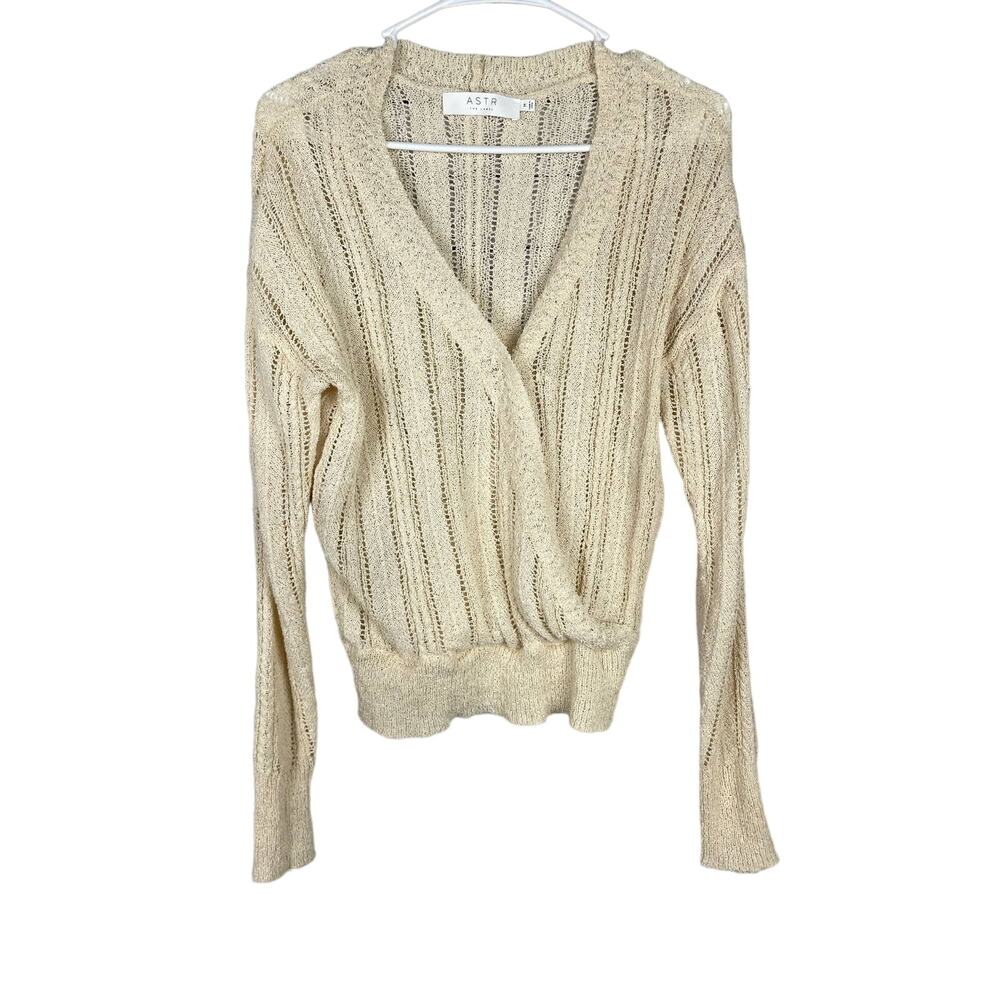 ASTR The Label Wrap Front Sweater Cream Medium Beachy Coastal Boho Minimalist